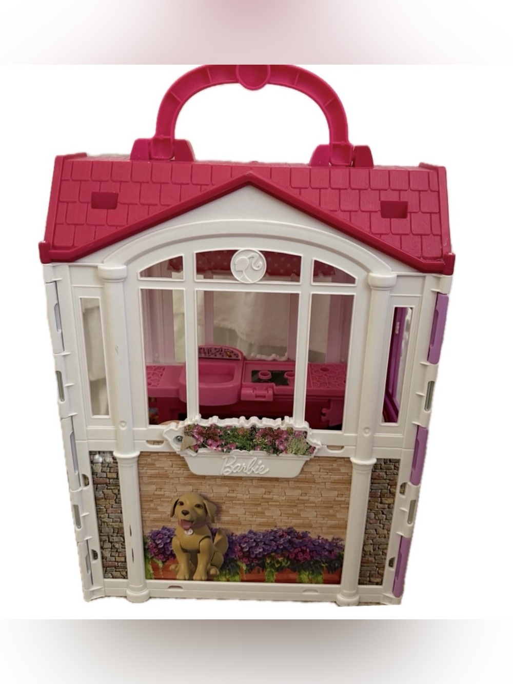 Barbie Glam Getaway Pink and White Foldable Playhouse Carry Case